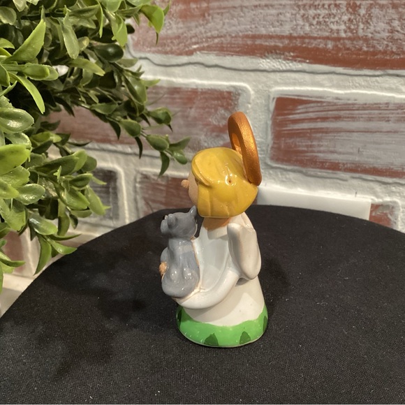 Vintage Hand Made in Poland Ceramic Crafted Little Angel Figurine with Her Cat - Picture 2 of 8